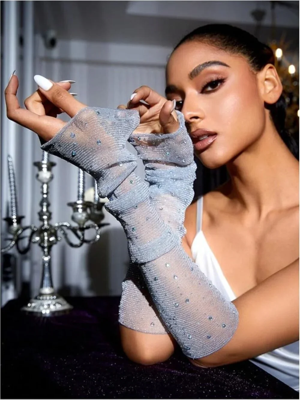 Rhinestone Sparkly Gloves